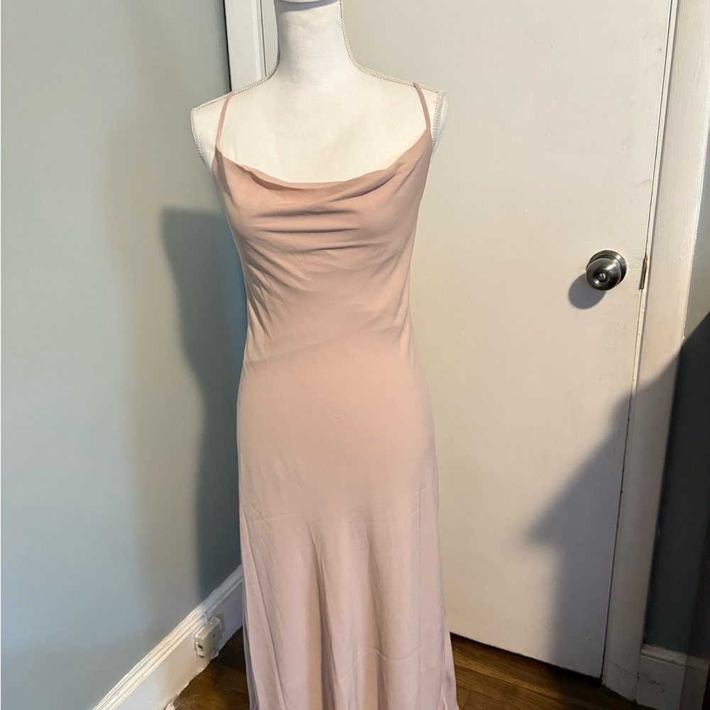 Show Me Your Mumu Verona Cowl Dress in a pink luxe satin color. NWT